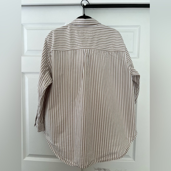 Tan Stripped Button Up - Picture 2 of 5
